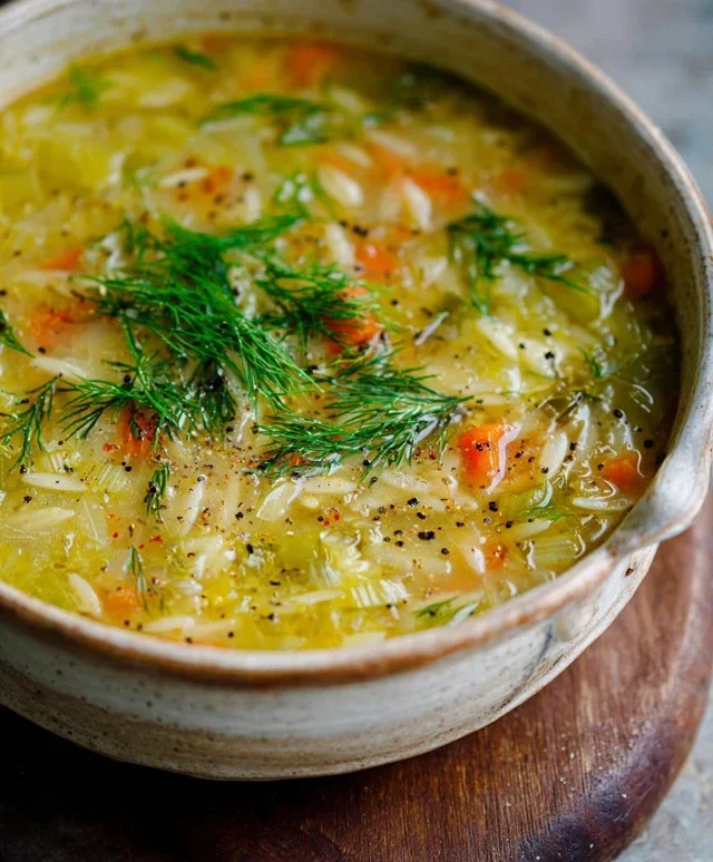 Orzo Leek and Dill Soup