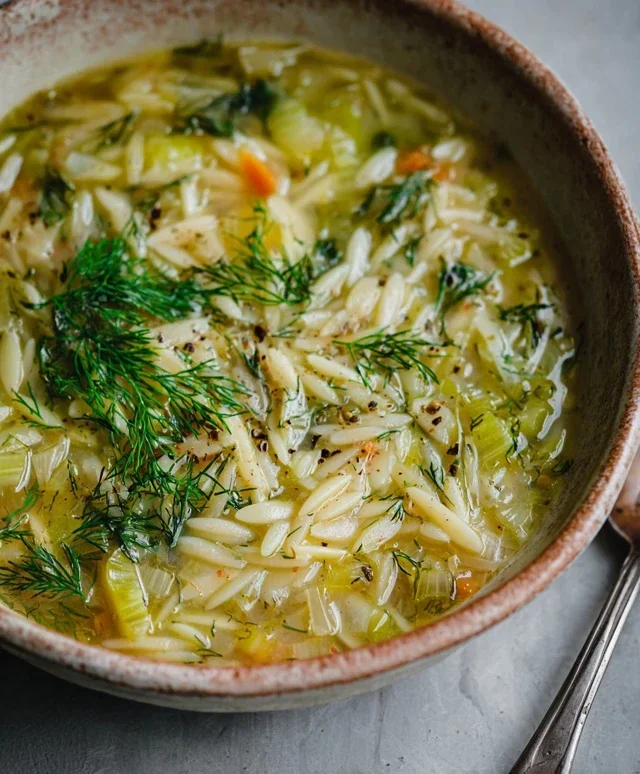 Orzo Leek and Dill Soup