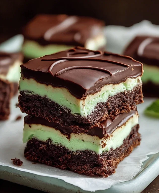 Triple-layer chocolate mint squares