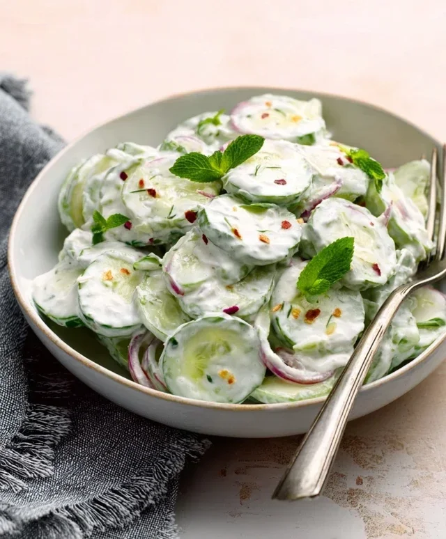 Creamy Cucumber Salad With Greek Yogurt Dressing