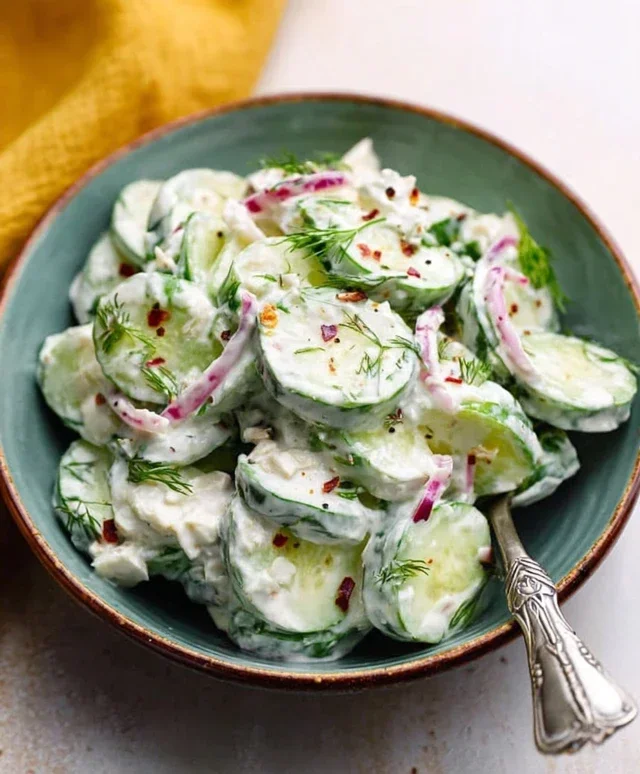 Creamy Cucumber Salad With Greek Yogurt Dressing