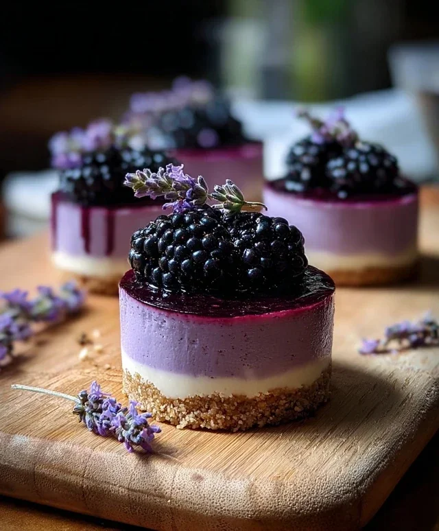 Luscious Blackberry Lavender Cheesecakes