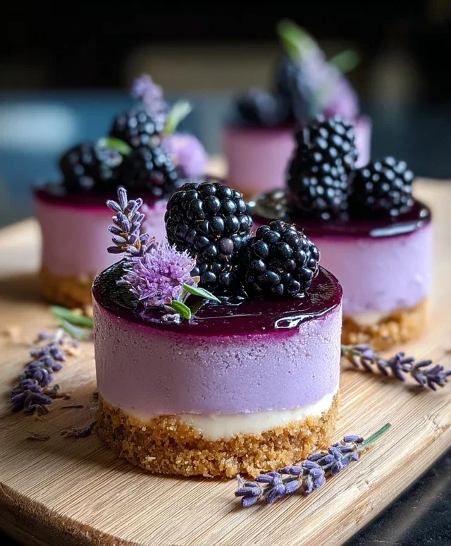 Luscious Blackberry Lavender Cheesecakes