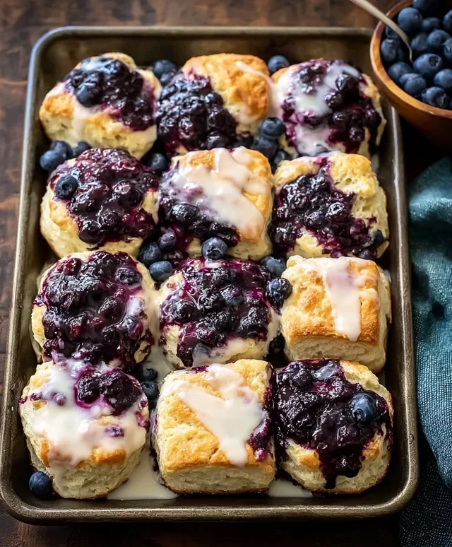 Glazed Blueberry Butter Swim Biscuits