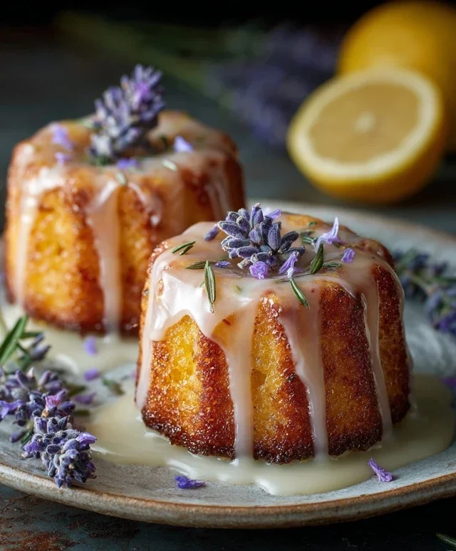 Mini Lemon Cakes With Lavender Glaze