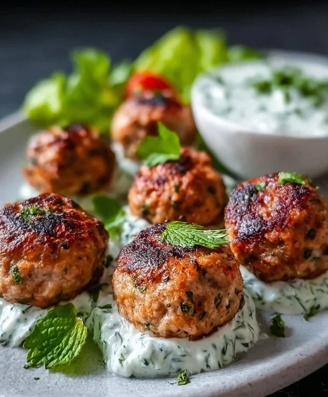 Greek Turkey Meatballs with Tzatziki