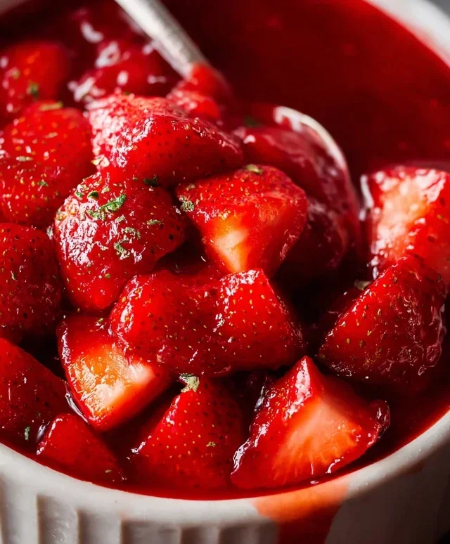 Easy Strawberry Cake with Strawberry Sauce