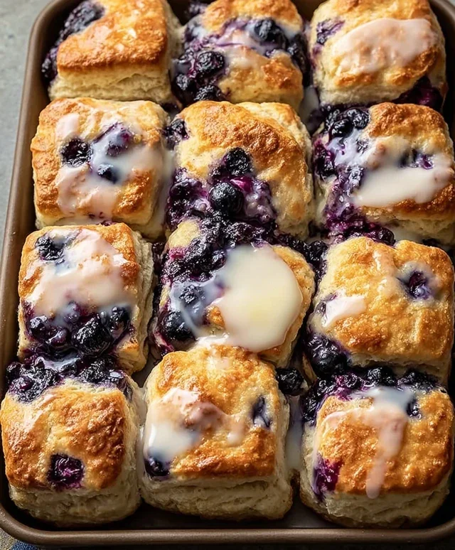 Glazed Blueberry Butter Swim Biscuits