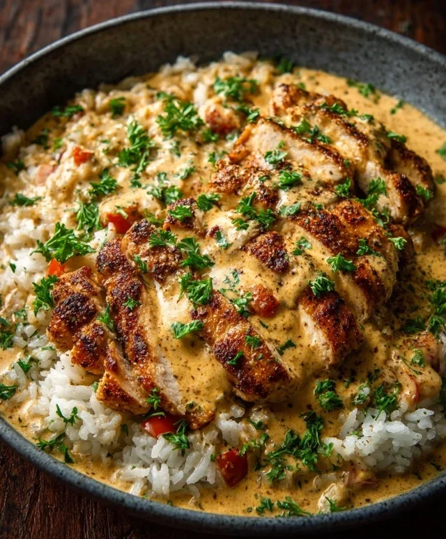 High Protein Creamy Cajun Chicken Rice