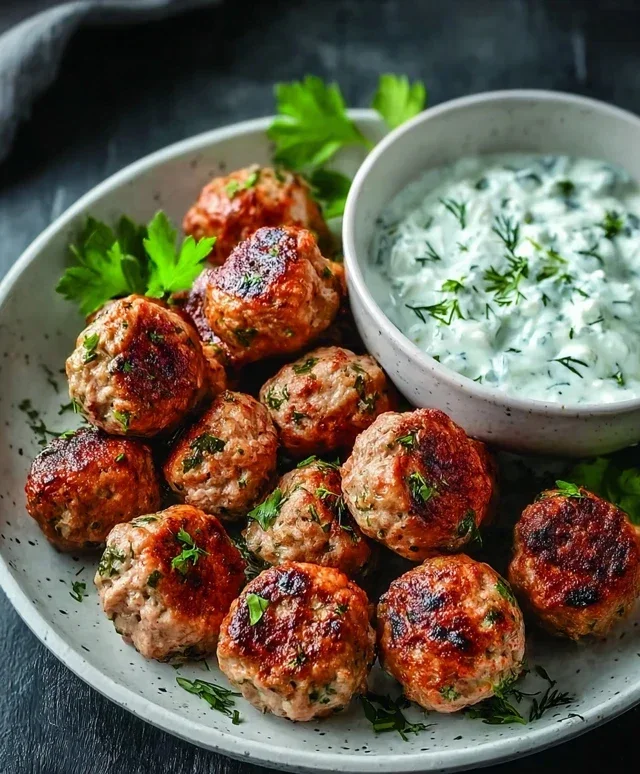 Greek Turkey Meatballs with Tzatziki