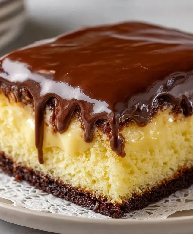 Boston Cream Poke Cake