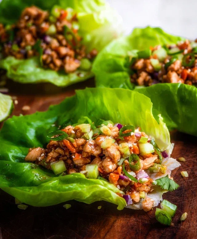 Asian chicken lettuce wraps recipe (Whole30, Pnon-non-non-alcoholic alternativeic non-alcoholic aleo, Low Carb)