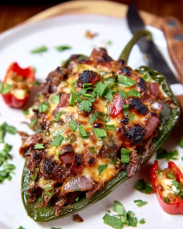 Brisket Stuffed Poblano Peppers