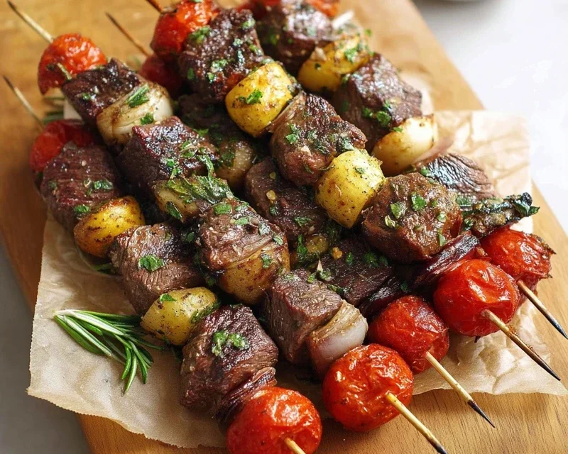 Rosemary Garlic Steak Kebabs