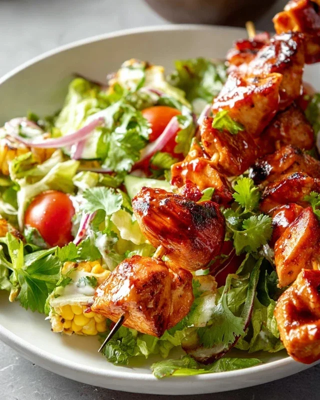 BBQ Chicken Skewer Salad
