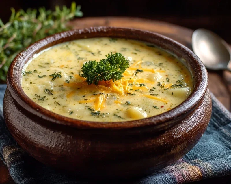 Hearty Cheddar Garlic Herb Potato Soup Recipe