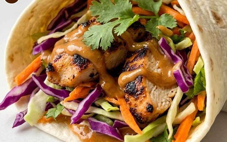 Thai Chicken Wrap with Crunchy Asian Slaw
