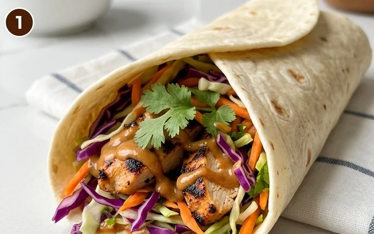 Thai Chicken Wrap with Crunchy Asian Slaw