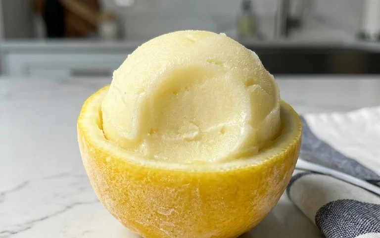 Sorbetto di Limone Dressed Up in a Frozen Lemon Shell
