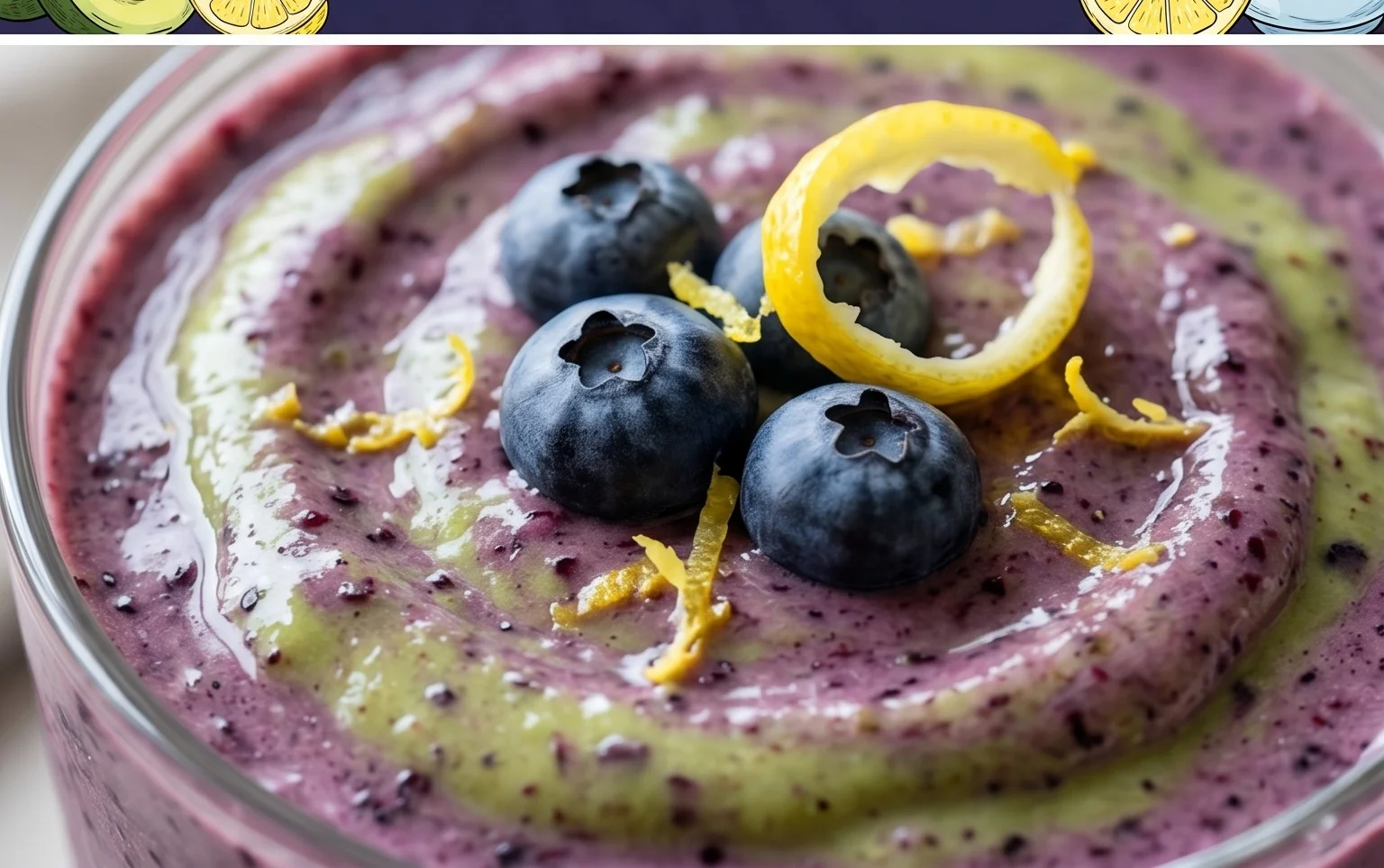 Blueberry Avocado Smoothie With Lemon & Yogurt