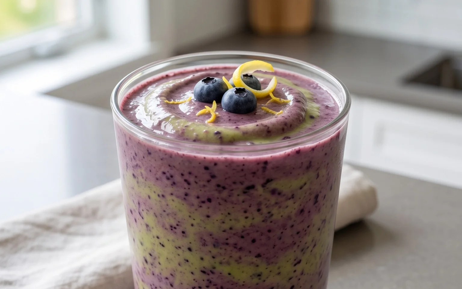 Blueberry Avocado Smoothie With Lemon & Yogurt