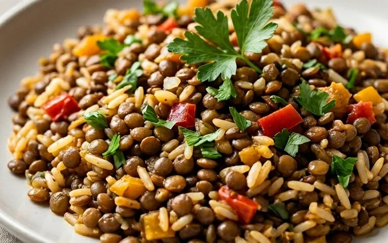Easy Mediterranean Lentils and Rice