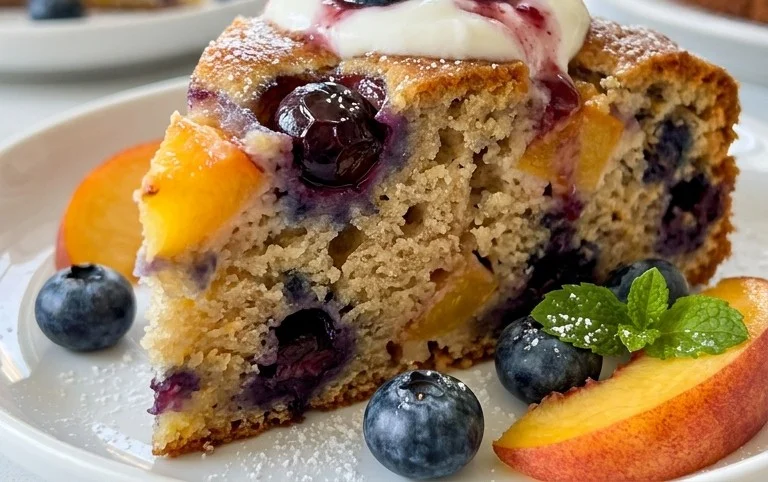 Peach and Blueberry Greek Yogurt Cake