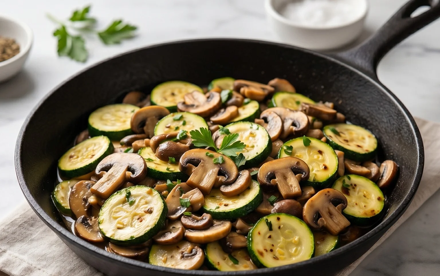 Skillet Zucchini and Mushrooms