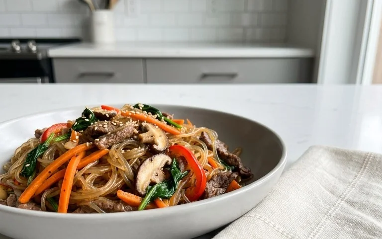 Japchae (Korean Glass Noodle Stir Fry)