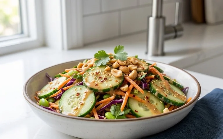Creamy Asian Cucumber Salad Bowl