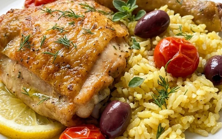 Greek Chicken and Lemon Rice (30 Minutes, One-Pot)