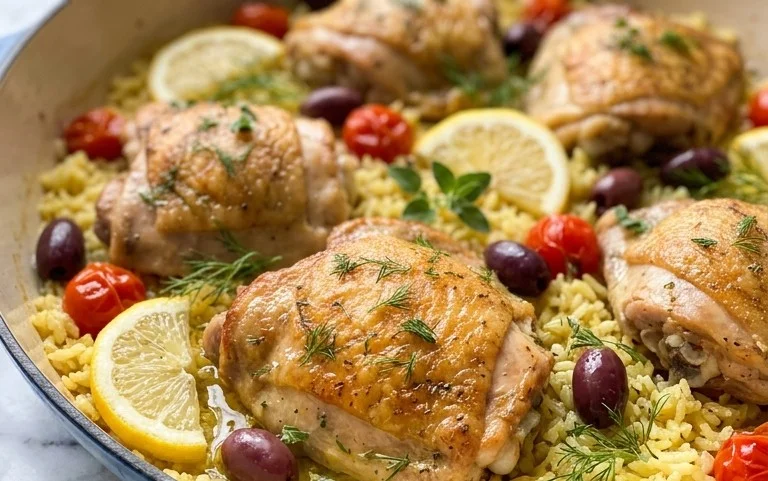Greek Chicken and Lemon Rice (30 Minutes, One-Pot)