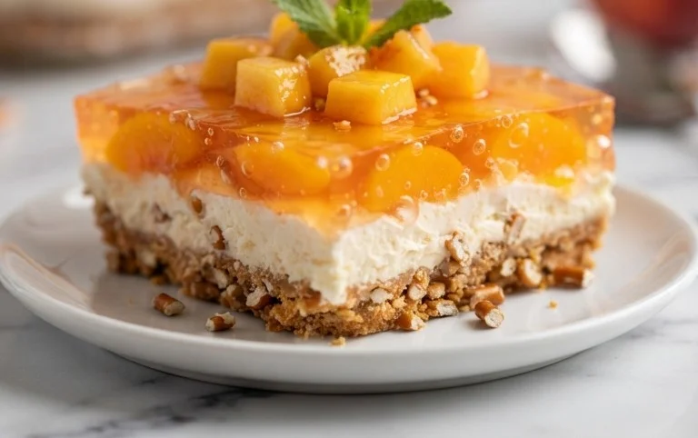 Peach Pretzel Salad Dessert