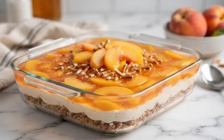 Peach Pretzel Salad Dessert