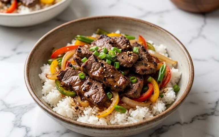 Beef Pepper Rice Bowl is a delicious meal option.