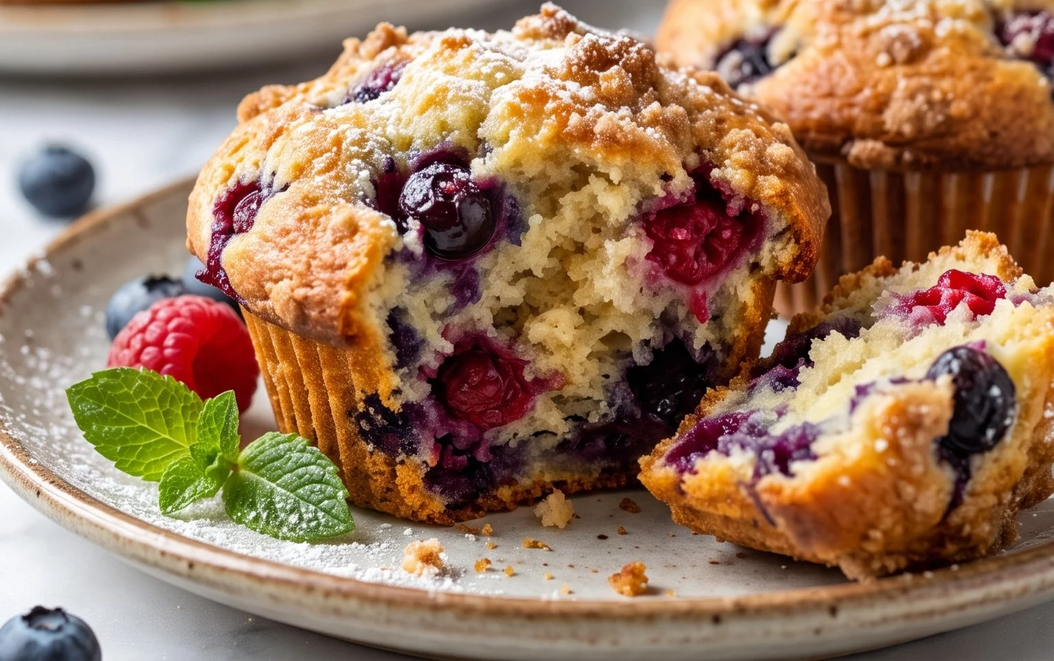 Bakery Style Mixed Berry Muffins | with Frozen Berries