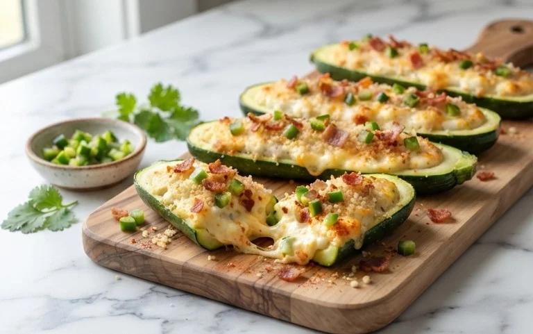 Jalapeno Popper Zucchini Boats