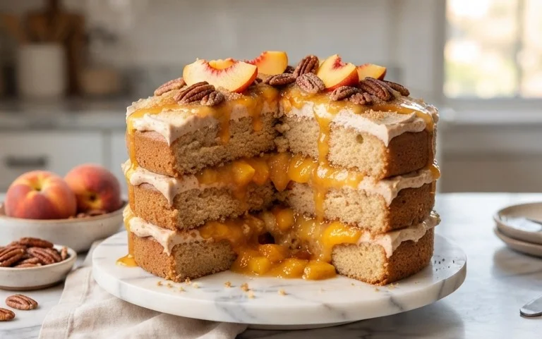 Brown Sugar Layer Cake with Peach Filling