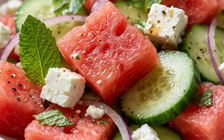 Watermelon Salad with Cucumber and Feta