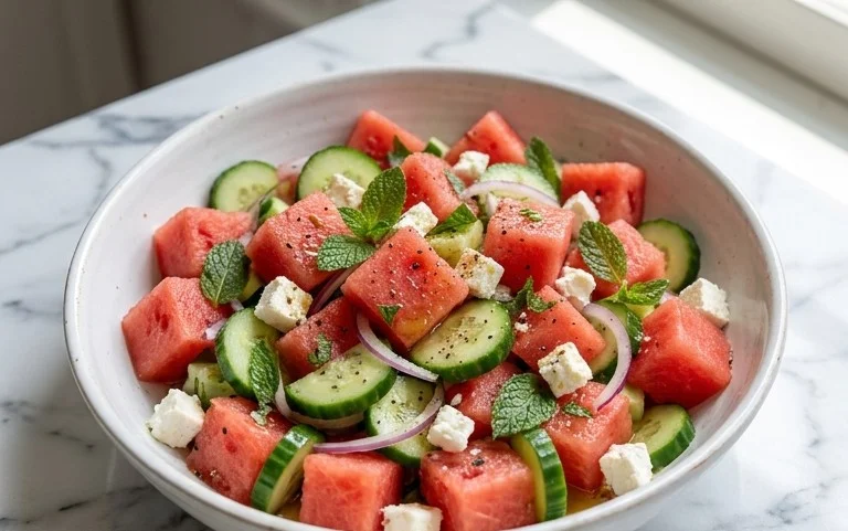 Watermelon Salad with Cucumber and Feta
