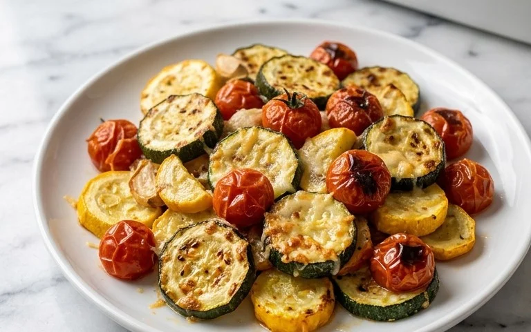 Roasted Garlic-Parmesan Zucchini, Squash and Tomatoes